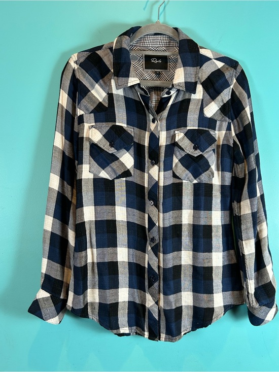 Rails Tops - Rails Blue and White flannel plaid Button-Up Shirt